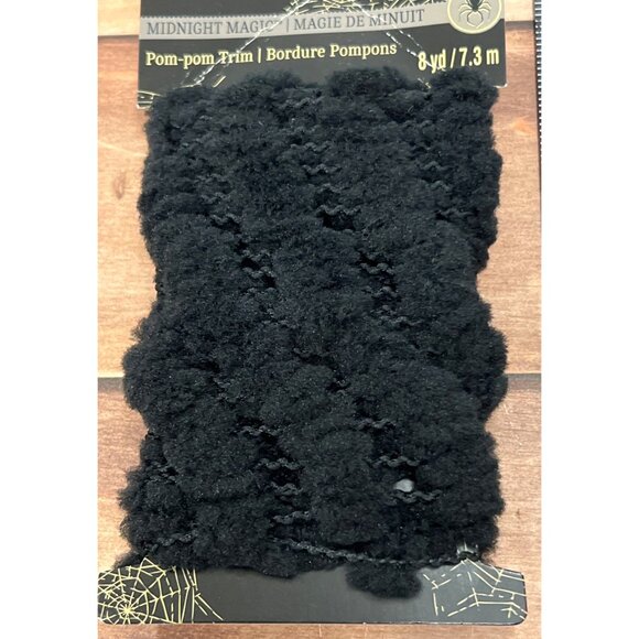 Recollections Midnight Magic Pom-Pom Trim 8 Yd 7.3 M Black HAlloween 424687 - Picture 1 of 3